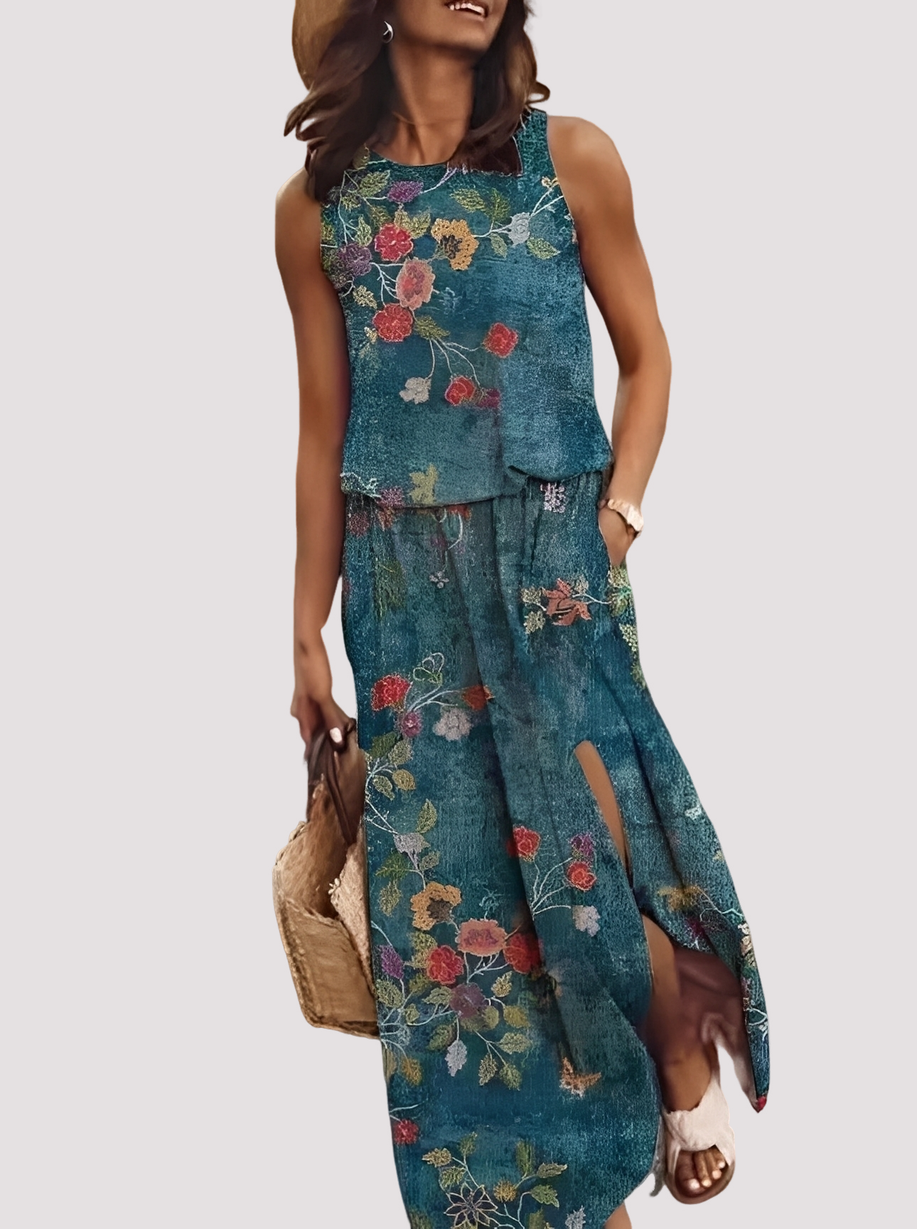 Halle - Chic sleeveless women's long dress