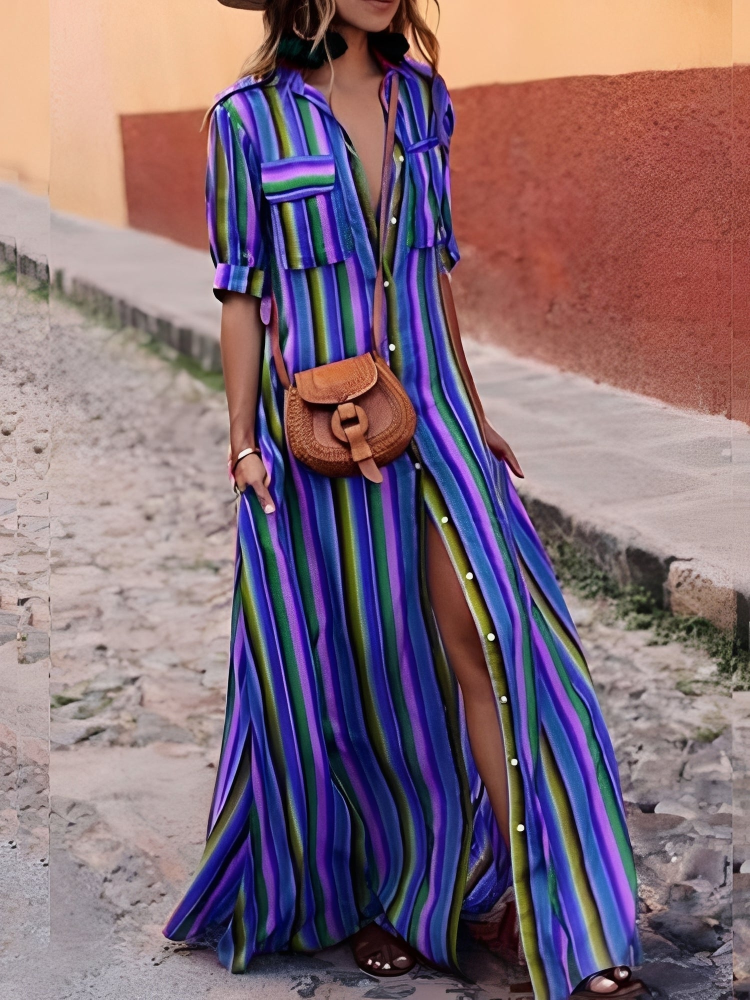 Samara - Chic Striped Long Dress