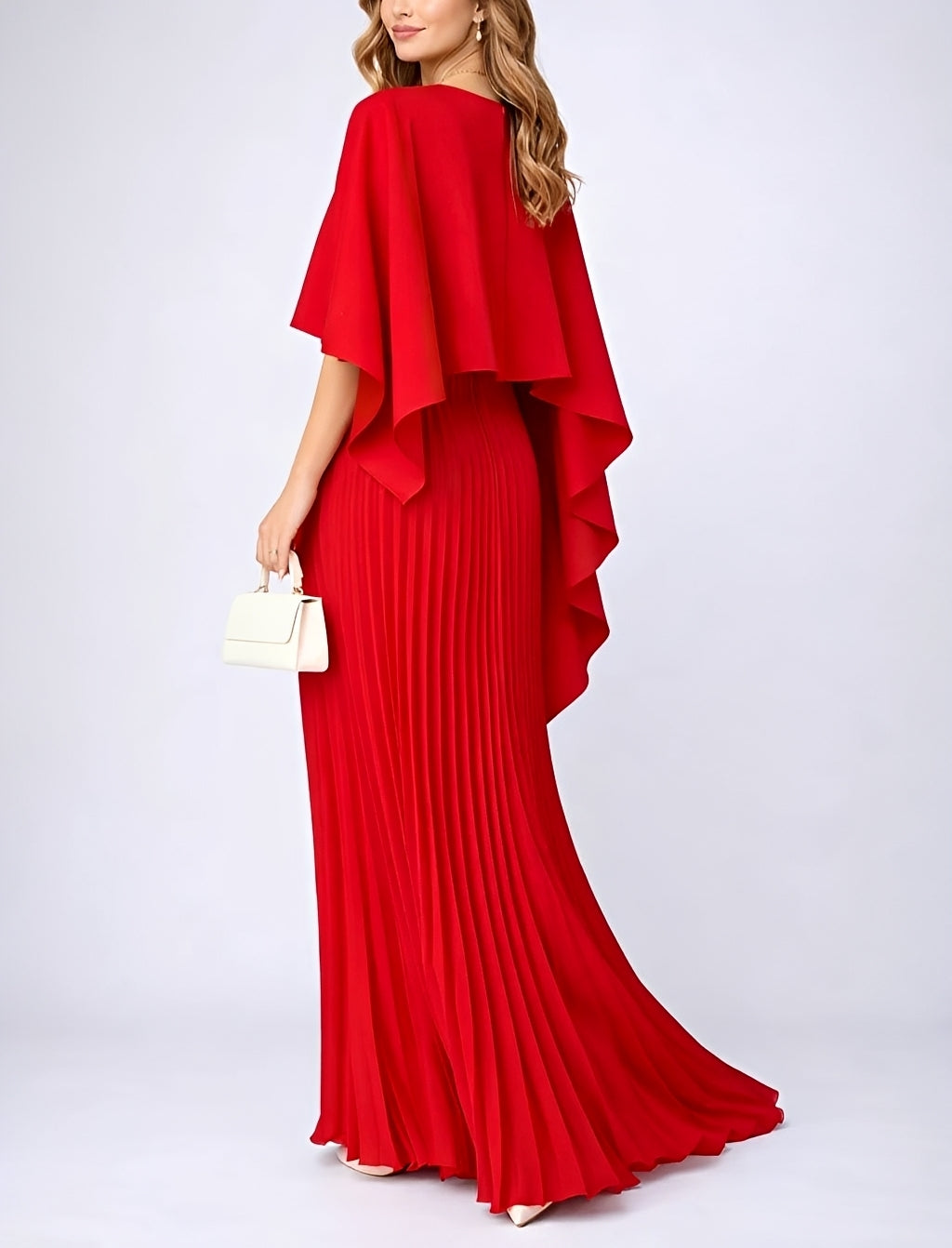 Zuzanna - Graceful Pleated Full-Length Chiffon Dress