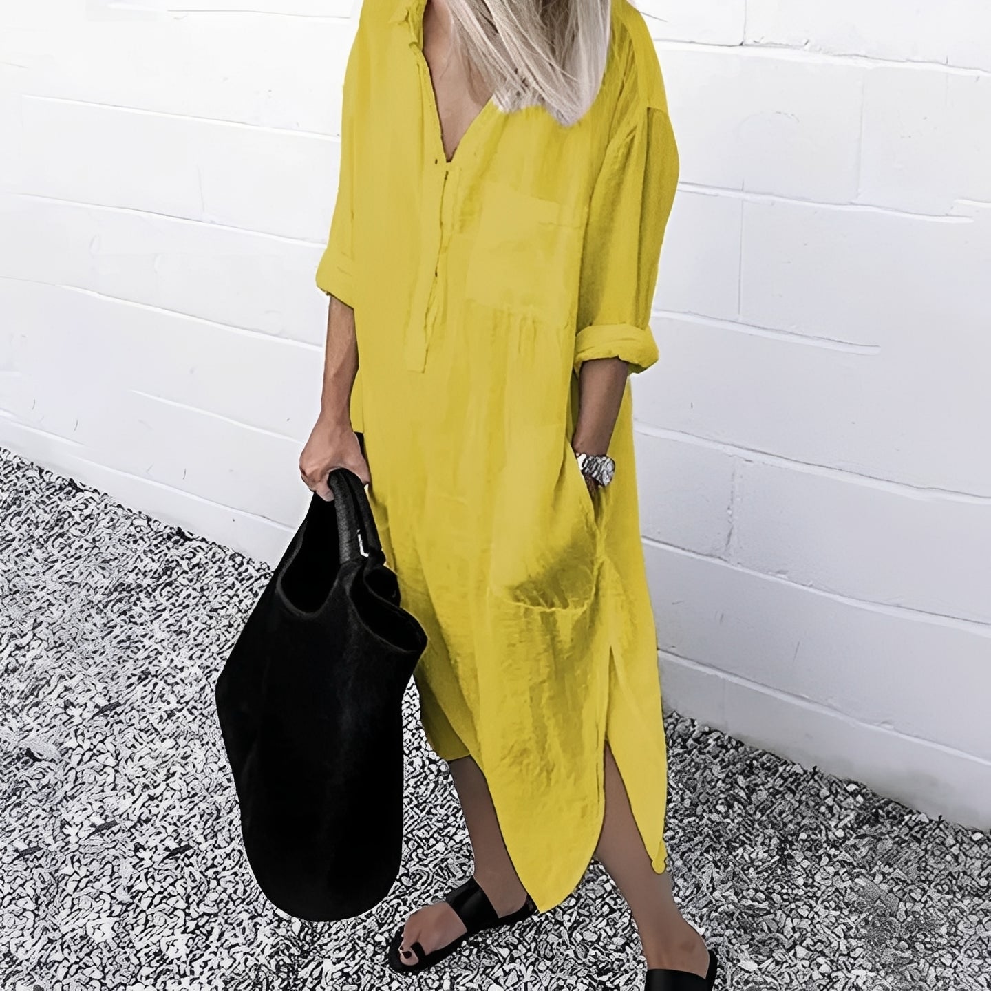 Susan - Relaxed Casual Slit Dress