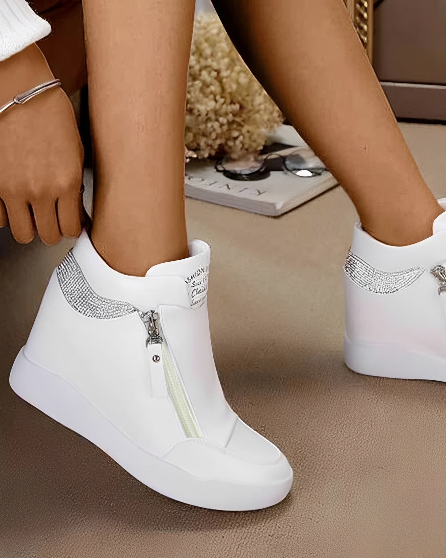 Vanessa - Fashionable High Top Wedge Shoes