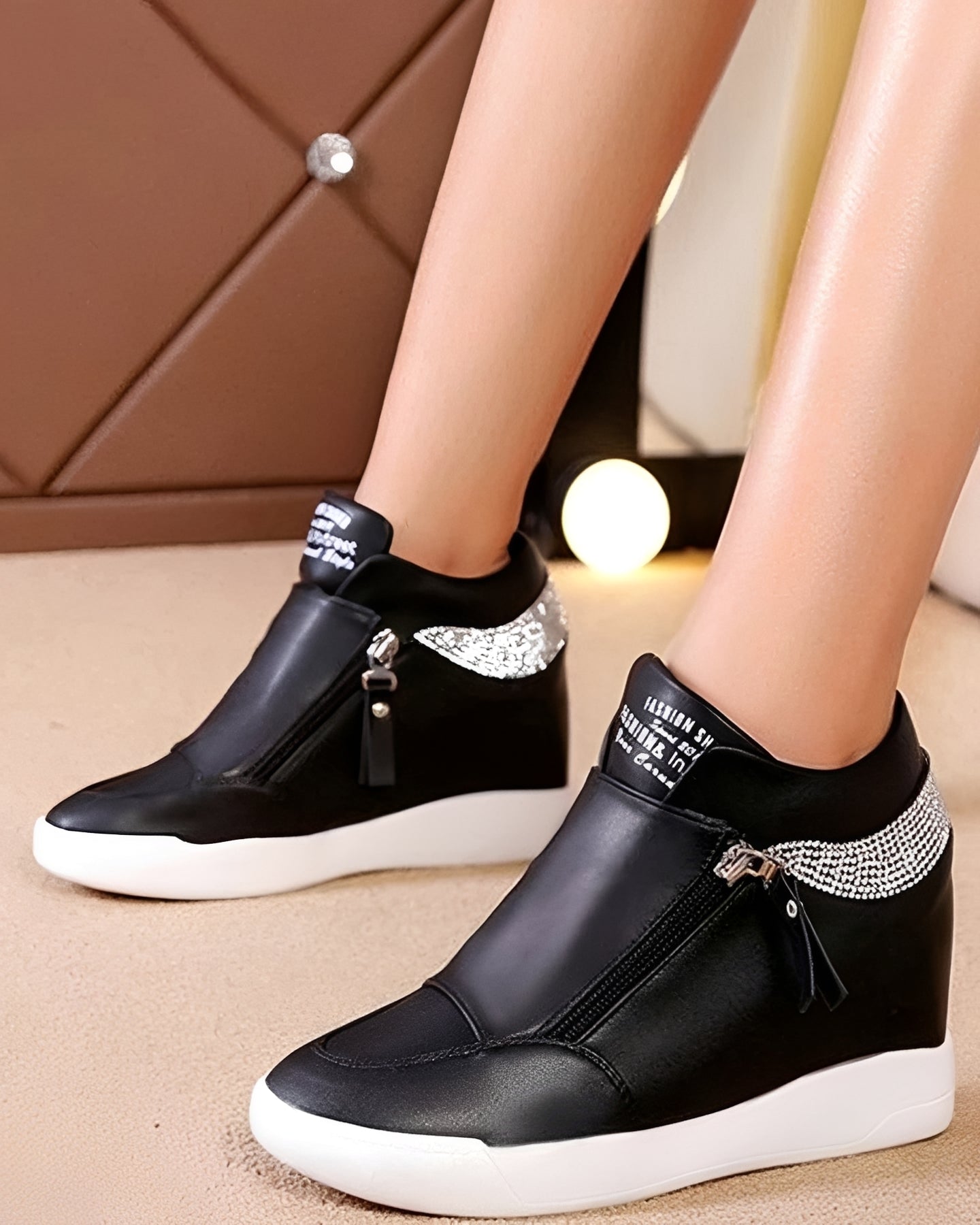 Vanessa - Fashionable High Top Wedge Shoes