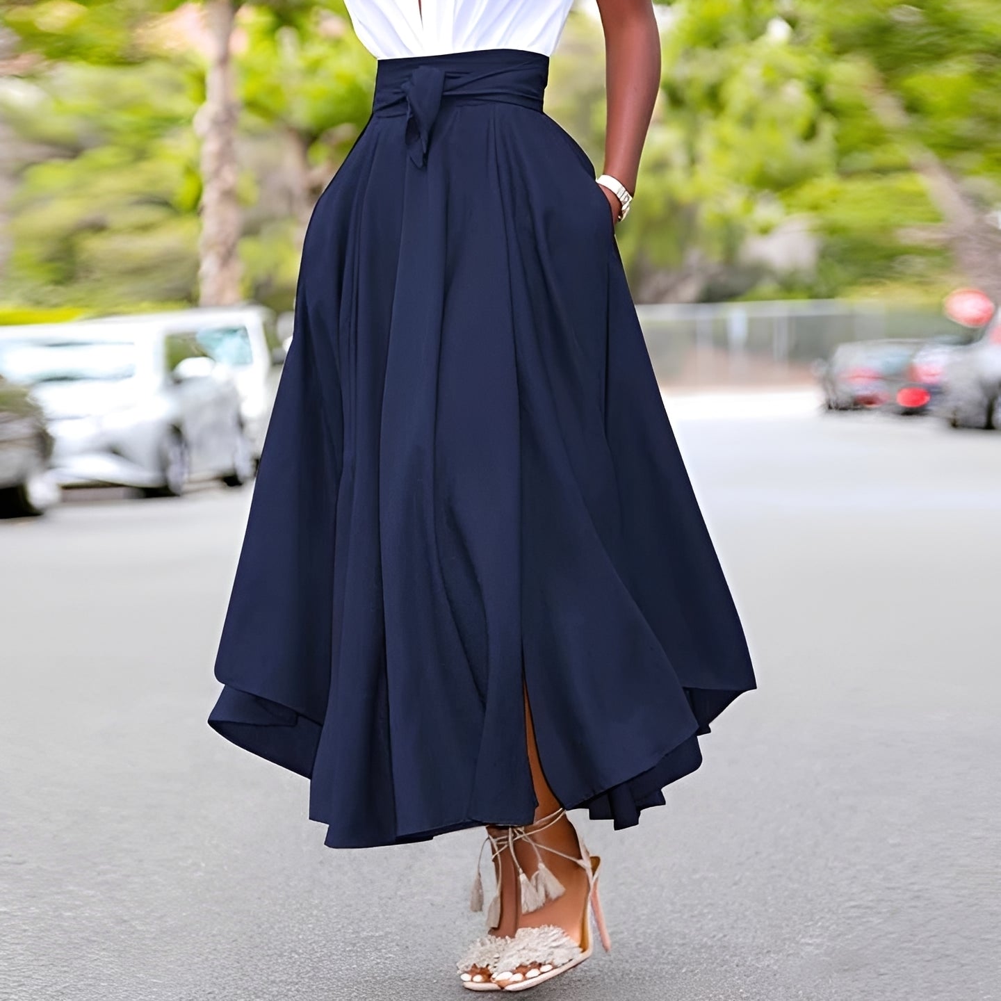 Sharmaine - Elegant Long Skirt with Pleats
