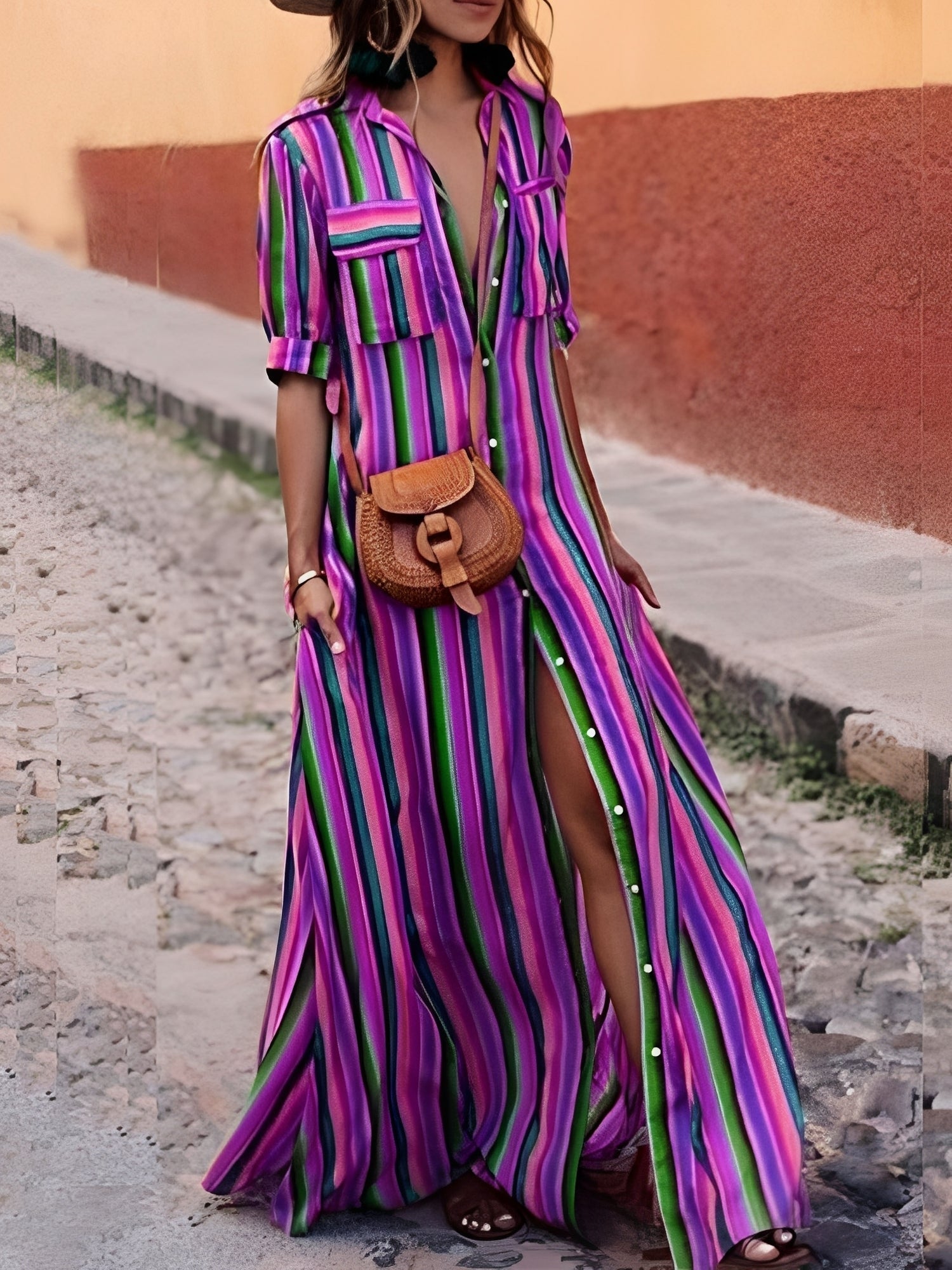 Samara - Chic Striped Long Dress