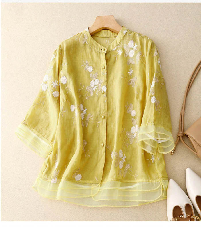 Kourtney – Elegant top featuring floral embroidery for women